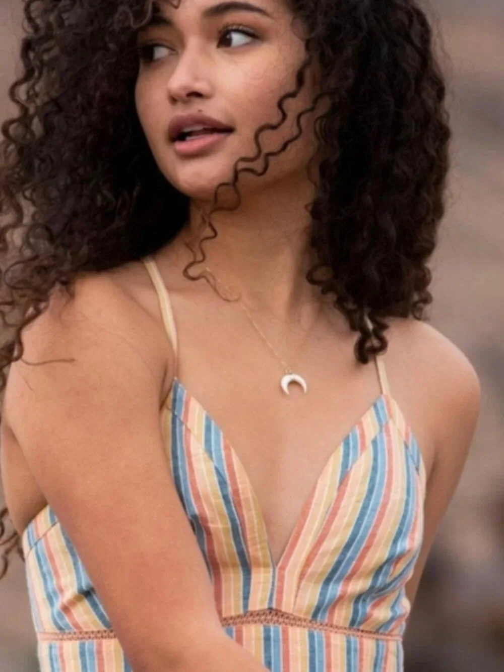 Roxy New Silver Light Striped Maxi Dress Sz M - Picture 3 of 10